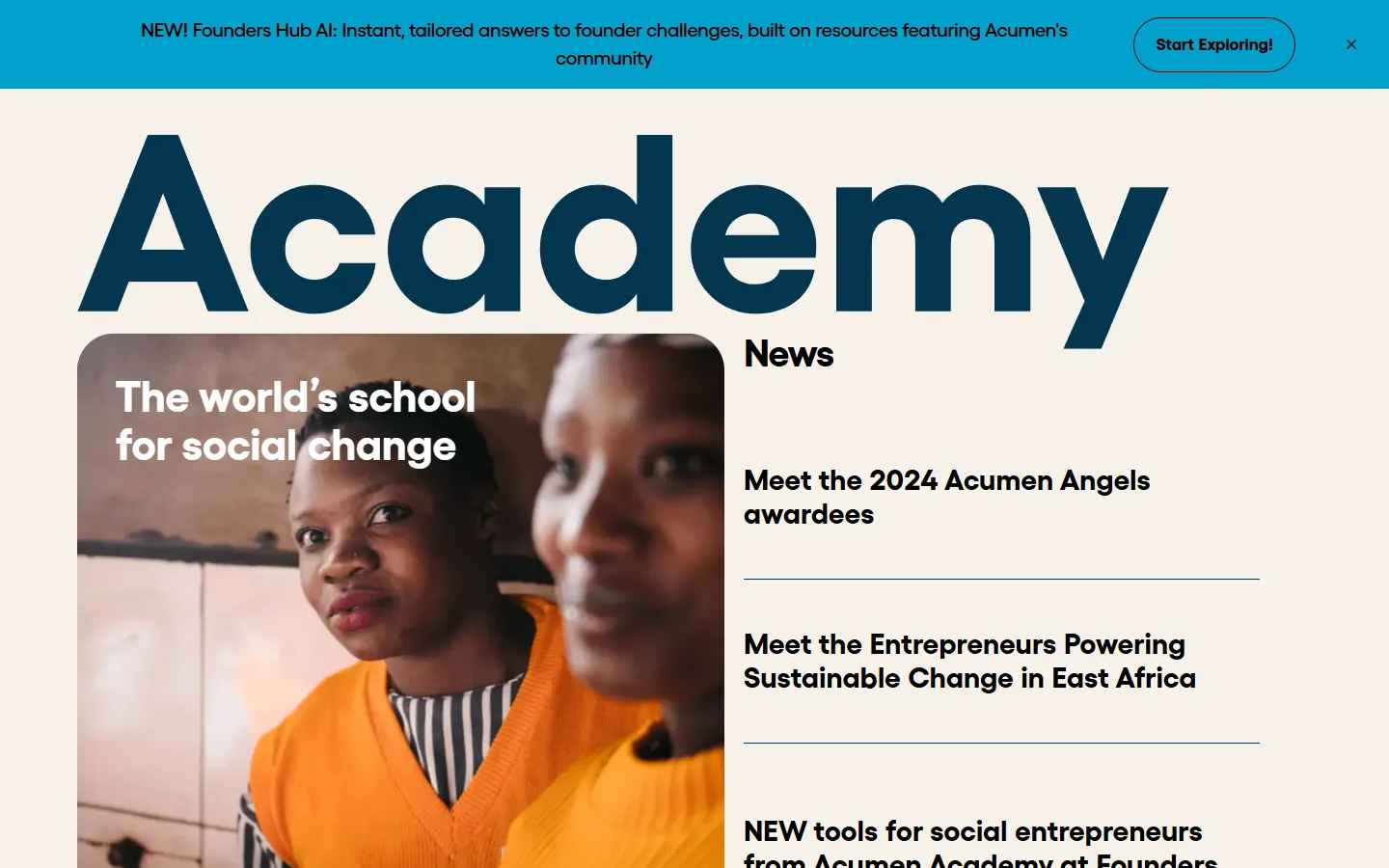 Homepage of Acumen Academy